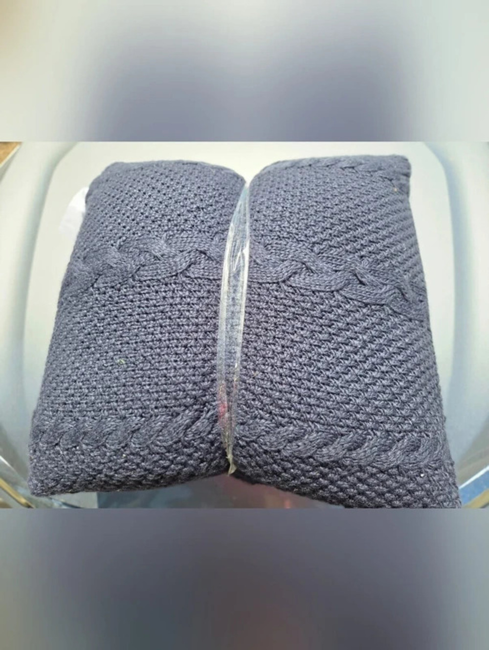 Cable knit Navy Cable Accent Pillow Pair 24x24